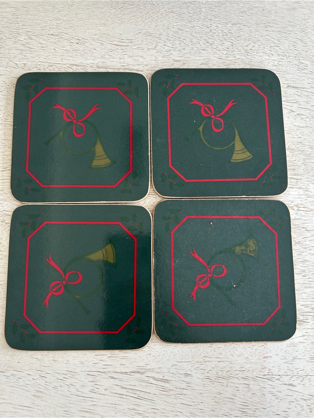 Vintage cloverleaf Christmas Coasters - Set of 4